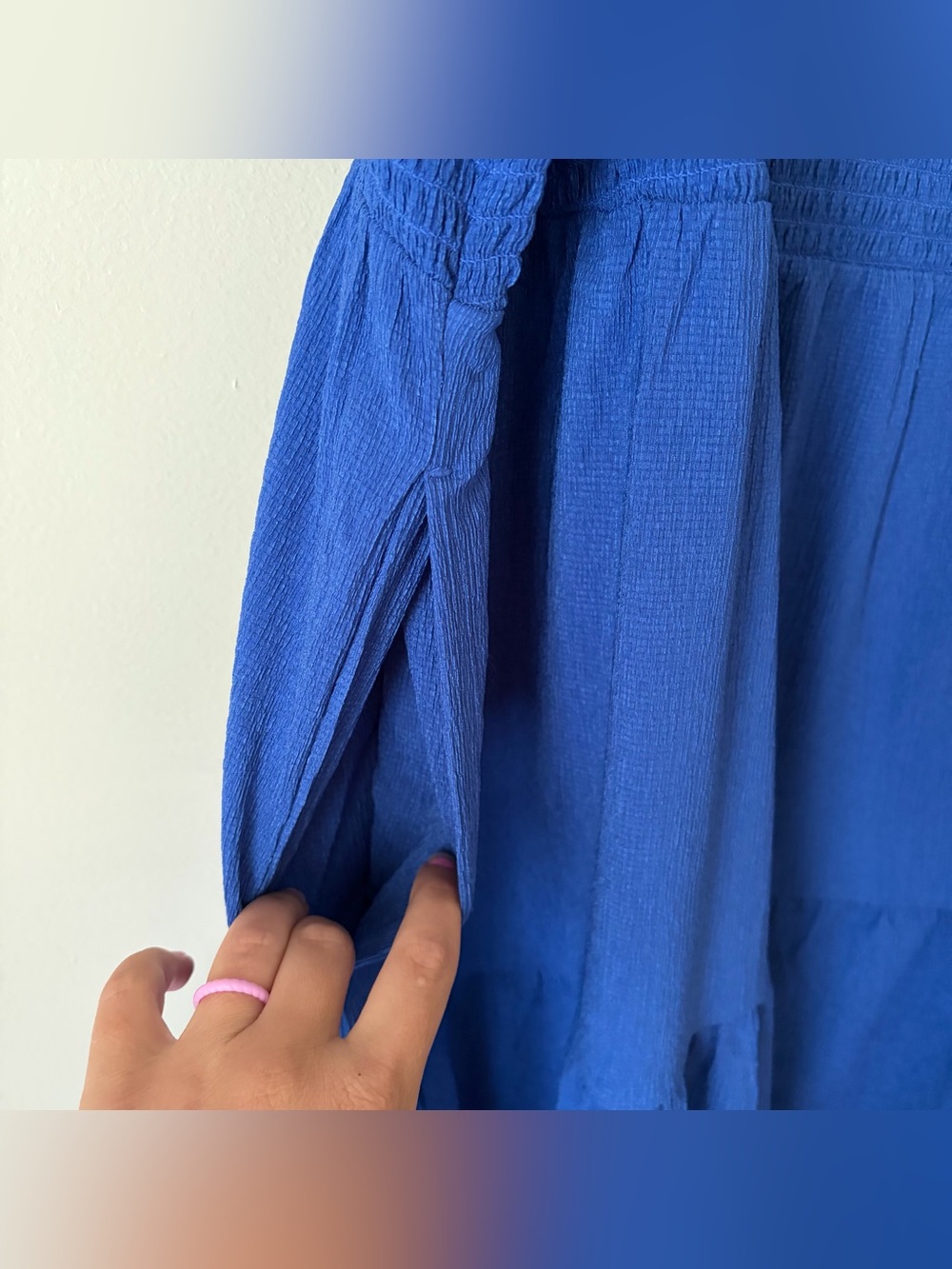 Lane Bryant | Smocked Tiered Midi Dress Flutter Sleeves Cobalt Blue 26/28 NWT - Picture 5 of 8